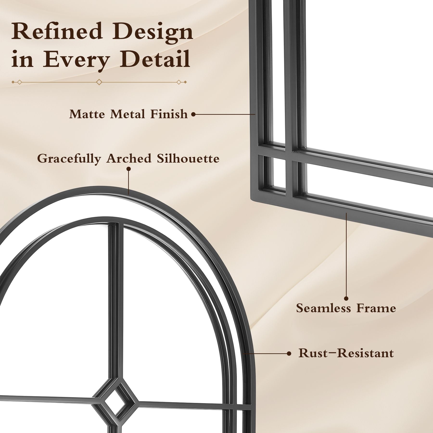 Matte iron frame detail