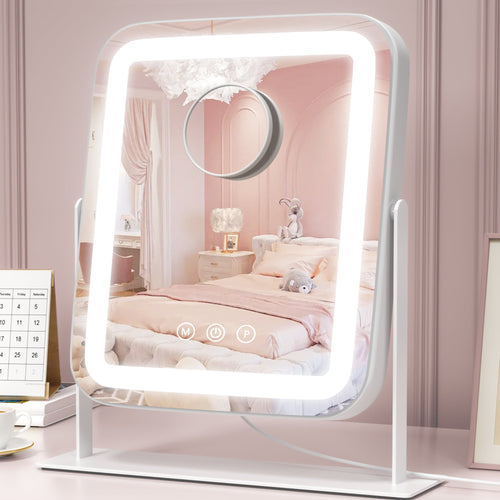 Lumina LED Vanity Mirror in a softly lit bedroom