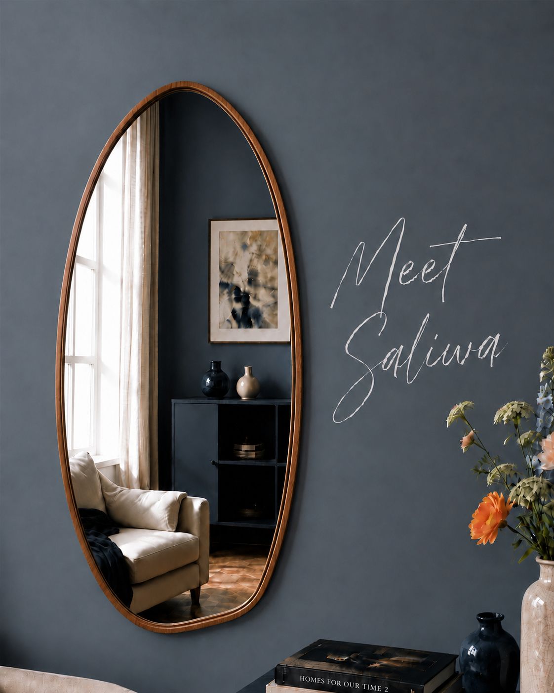 Ovela Walnut Wall Mirror — alt scene