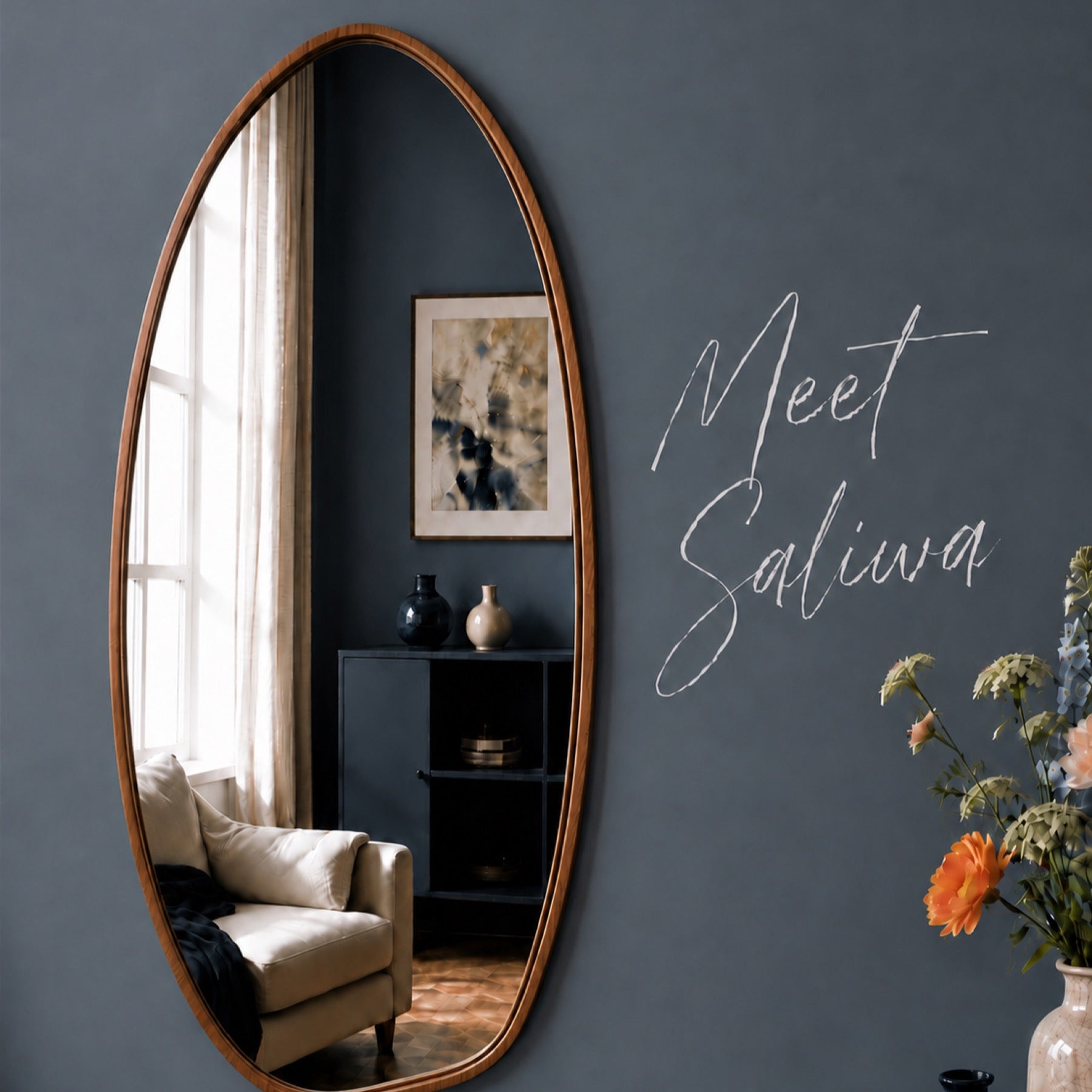 OVELA Walnut Wall Mirror Lifestyle