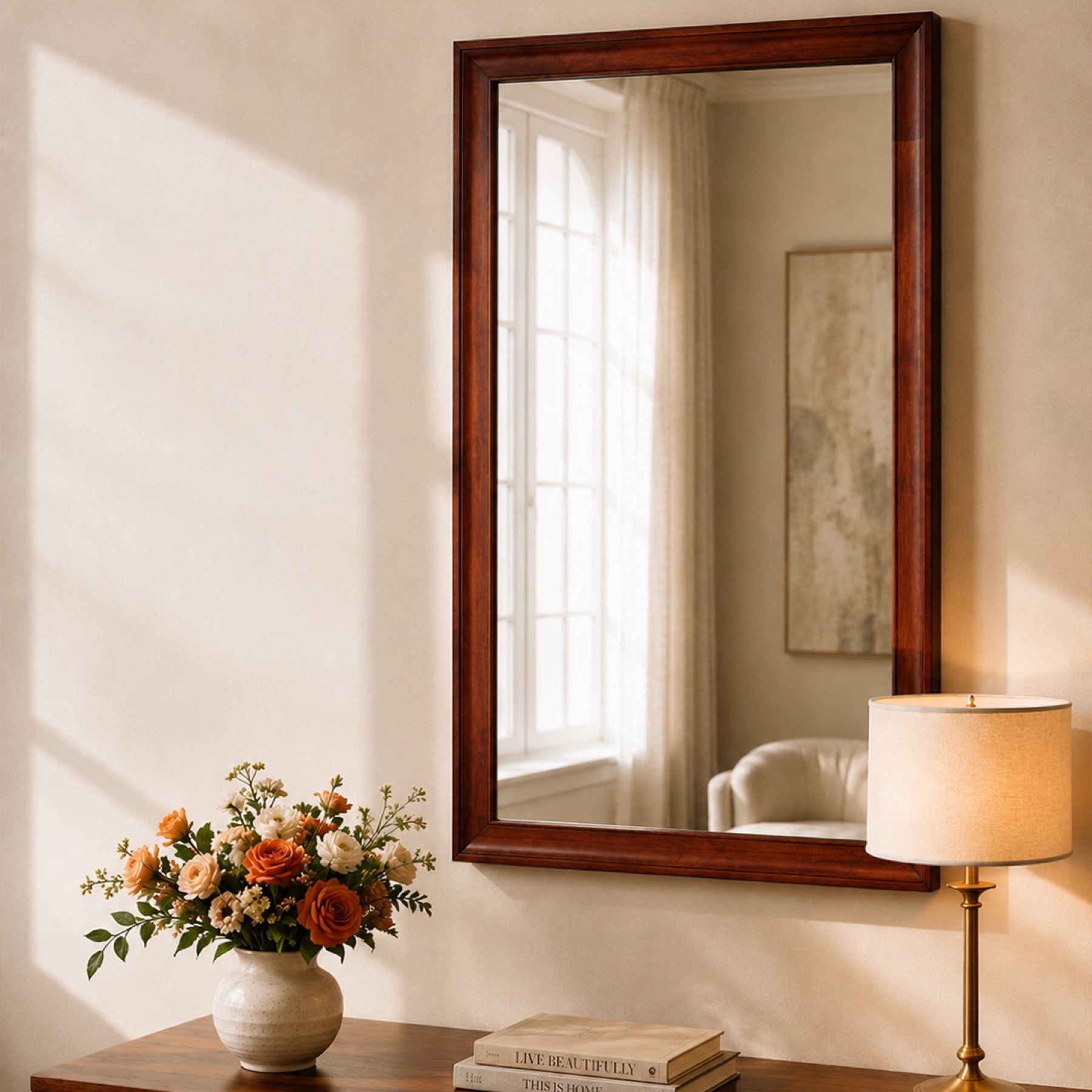 Recta Walnut Wall Mirror Detail