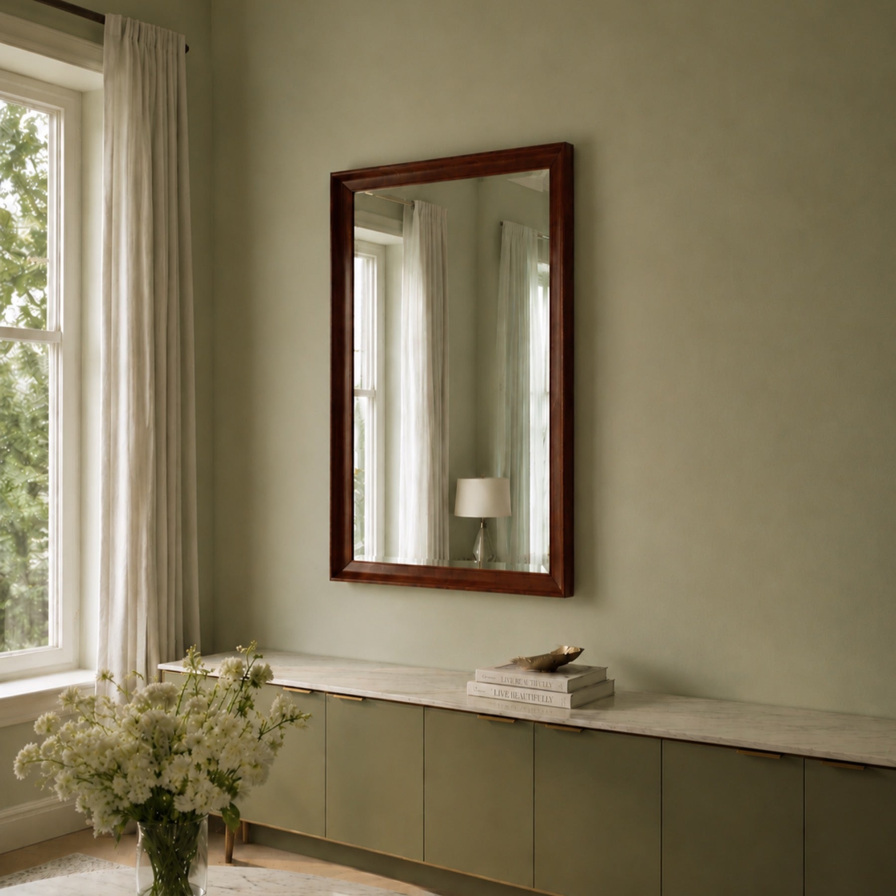 Recta Walnut Wall Mirror Lifestyle