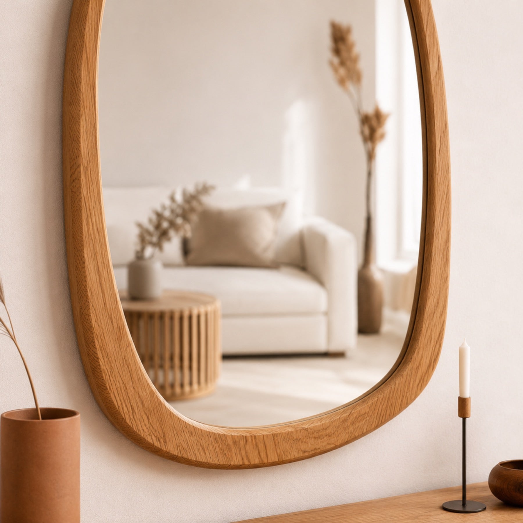 Ronda Wood Wall Mirror Detail