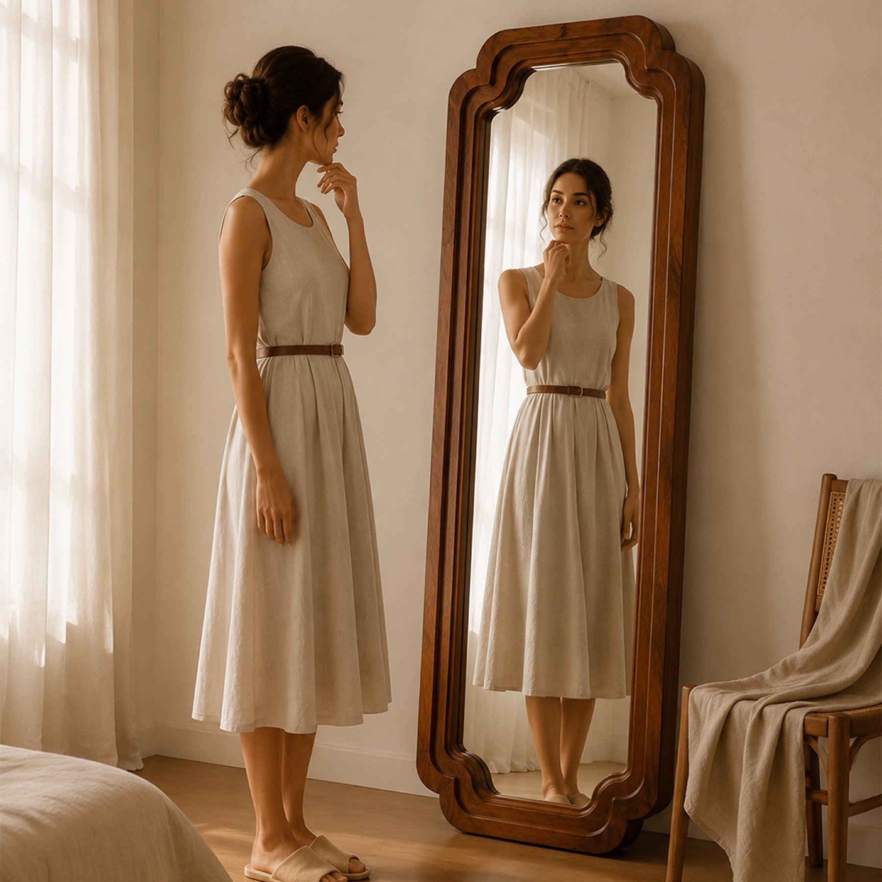 VINTA Walnut Full-Length Mirror Detail